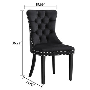 RDT399W Glass Dining Table Set + Black/White Velvet Chairs