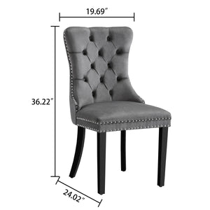 RDT399W Glass Dining Table Set + Grey Velvet Chairs