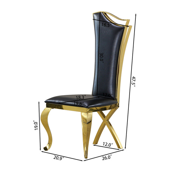 DT024GMW 7-Piece MDF Dining Set + 6 White Velvet Chairs (Gold)