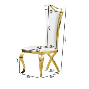 DT0218 5-Piece MDF Dining Set + 4 White Velvet Chairs (Gold)