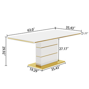 DT0215GW 5-Piece MDF Dining Set + 4 Black PU Chairs (Gold)