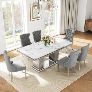 DT0216SMW 7-Piece Dining Table Set (1 Dining Table + 6 Dining Chairs)