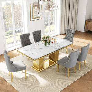 DT0216GMW 7-Piece Dining Table Set (1 Dining Table + 6 Dining Chairs)
