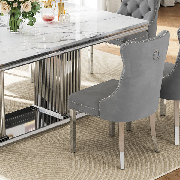 DT0216SMW 7-Piece Dining Table Set (1 Dining Table + 6 Dining Chairs)