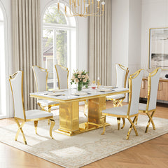 DT0216GMW 7-Piece Dining Table Set (1 Dining Table + 6 Dining Chairs)