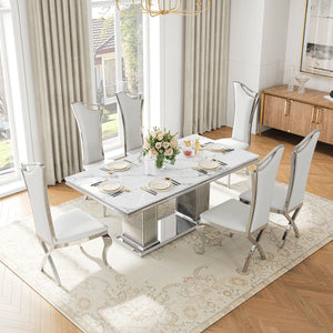 DT0216SMW 7-Piece Dining Table Set (1 Dining Table + 6 Dining Chairs)