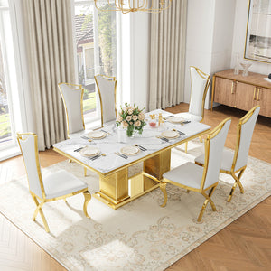 DT0216GMW 7-Piece Dining Table Set (1 Dining Table + 6 Dining Chairs)