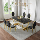 Modern Black & Gold 7-Piece Dining Set | Premium Leatherette Chairs + Metal Frame Zemorn
