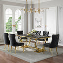 Luxury Black & Gold 7-Piece Dining Set | Plush Velvet Chairs + Gold Metal Frame Zemorn
