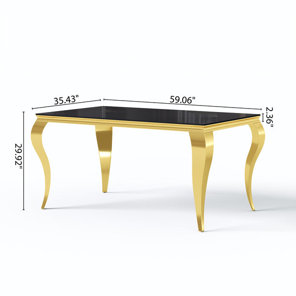DT0235GMW 59"" Rectangular Glass Dining Table