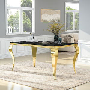 DT0235GMW 59"" Rectangular Glass Dining Table