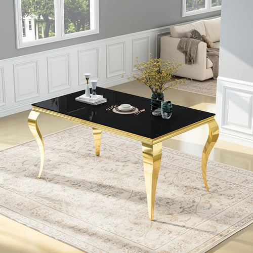 DT0235GMW 59"" Rectangular Glass Dining Table