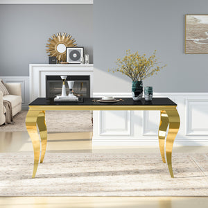 DT0235GMW 59"" Rectangular Glass Dining Table