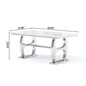 DT0239SMW Dining Table - White/Silver MDF Metal Frame