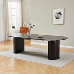 #BLACK LuxeWood 45 Inch 105 Inch Extendable MDF Dining Table, Seats 4 10 Detail View