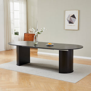 #BLACK LuxeWood 45 Inch 105 Inch Extendable MDF Dining Table, Seats 4 10 Detail View