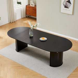 #BLACK LuxeWood 45 Inch 105 Inch Extendable MDF Dining Table, Seats 4 10 View 11