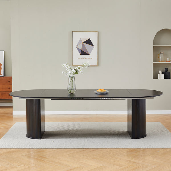 #BLACK LuxeWood 45 Inch 105 Inch Extendable MDF Dining Table, Seats 4 10 View 12