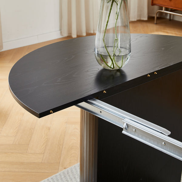 #BLACK LuxeWood 45 Inch 105 Inch Extendable MDF Dining Table, Seats 4 10 View 15