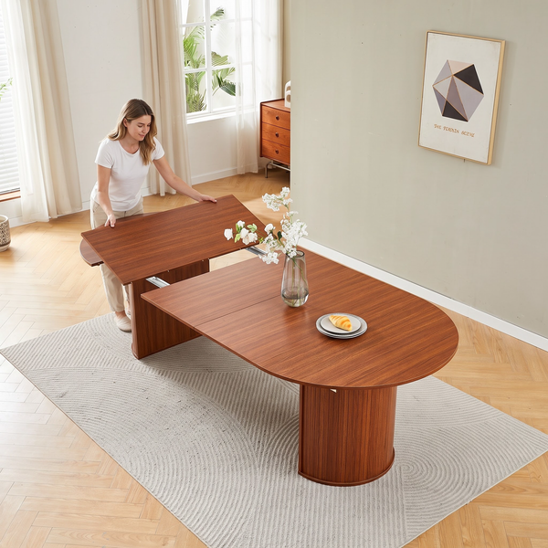 #BROWN LuxeWood 45 Inch 105 Inch Extendable MDF Dining Table, Seats 4 10 View 20