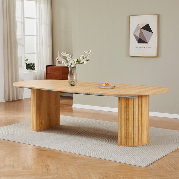 #OAK LuxeWood 45 Inch 105 Inch Extendable MDF Dining Table, Seats 4 10 Close Up Detail