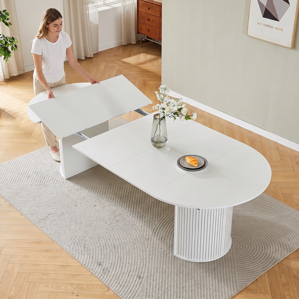 #WHITE LuxeWood 45 Inch 105 Inch Extendable MDF Dining Table, Seats 4 10 View 40