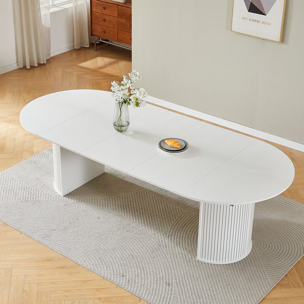 #WHITE LuxeWood 45 Inch 105 Inch Extendable MDF Dining Table, Seats 4 10 View 41