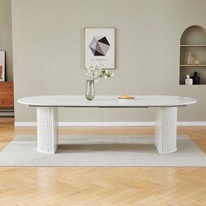 #WHITE LuxeWood 45 Inch 105 Inch Extendable MDF Dining Table, Seats 4 10 View 42