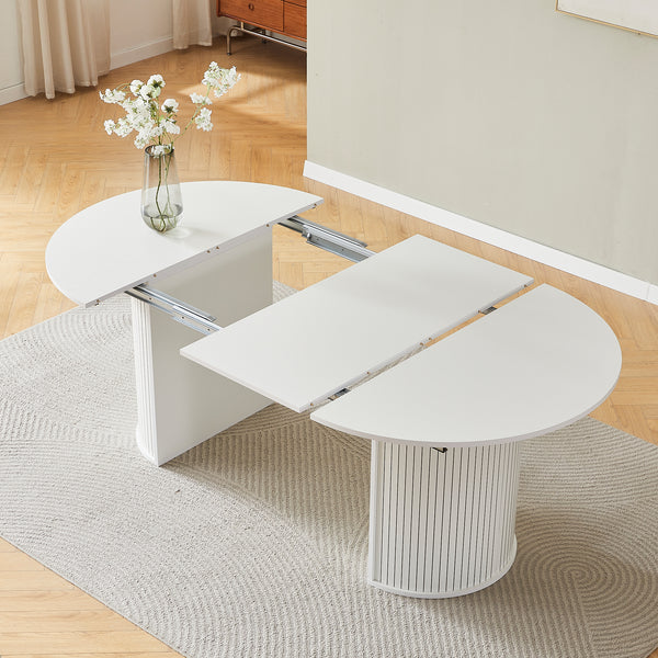 #WHITE LuxeWood 45 Inch 105 Inch Extendable MDF Dining Table, Seats 4 10 View 39
