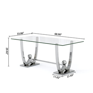 DT0326 69" Rectangular Glass Dining Table