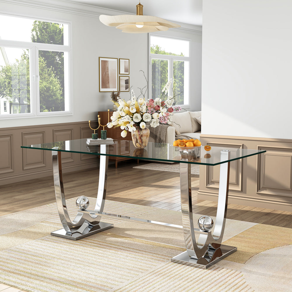 DT0326 69" Rectangular Glass Dining Table