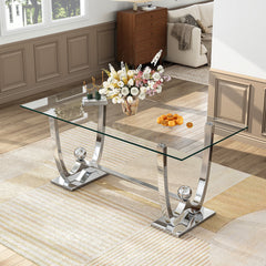DT0326 69" Rectangular Glass Dining Table