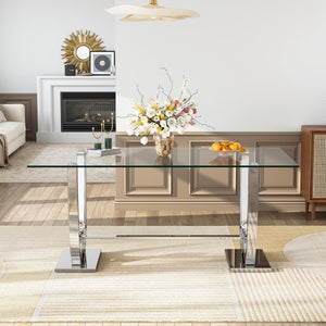 DT0326 69" Rectangular Glass Dining Table