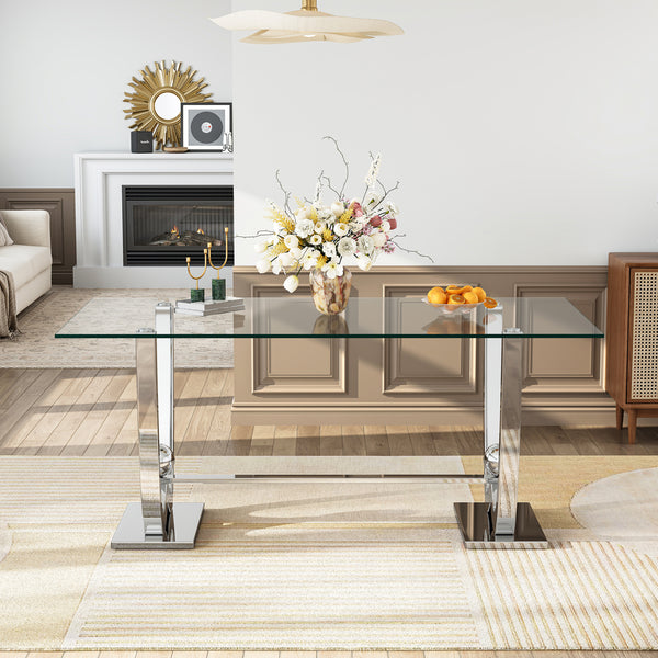 DT0326 69" Rectangular Glass Dining Table