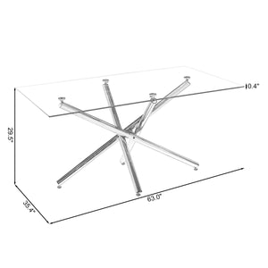 DT5015 63" Rectangular Glass Dining Table
