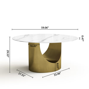 DT516GW 59" Modern Rock Plate Dining Table