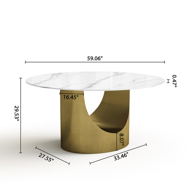 DT516GW 59" Modern Rock Plate Dining Table