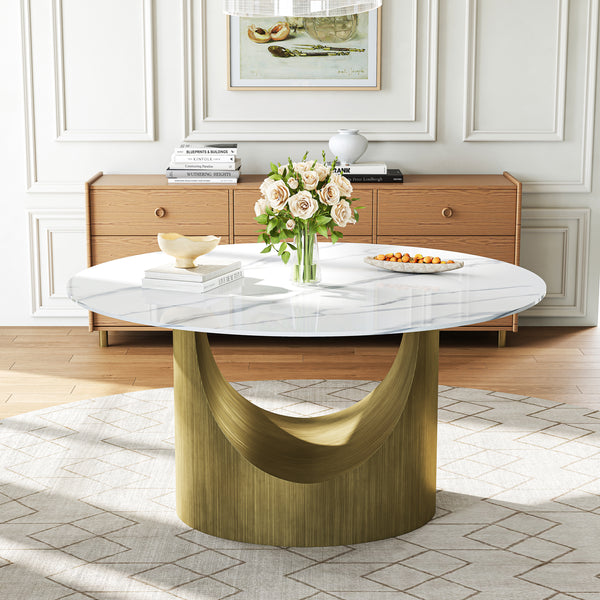 DT516GW 59" Modern Rock Plate Dining Table
