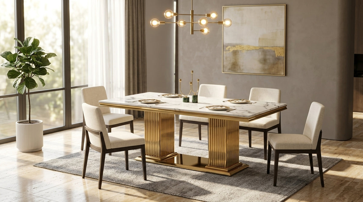 Luna 69 Inch Modern Rectangular MDF Dining Table - Designed for Modern Gatherings - Zemorn