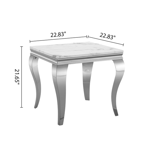 CT022SMW 3-Piece Coffee & End Table Set - White/Silver MDF Metal