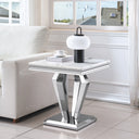 #WHITE/SILVER 23 Inch Tall Square MDF End Table with Metal Base View 11
