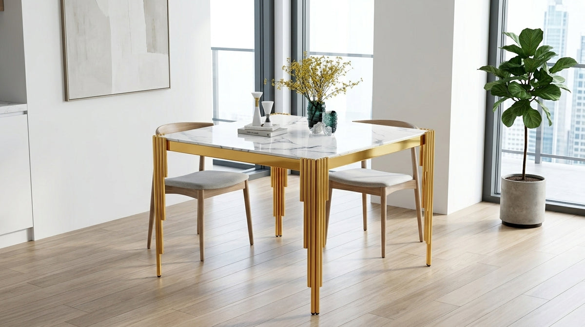 Luna 37 Inch Modern Round Tempered Glass Dining Table - Modern Dining, Perfectly Sized - Zemorn