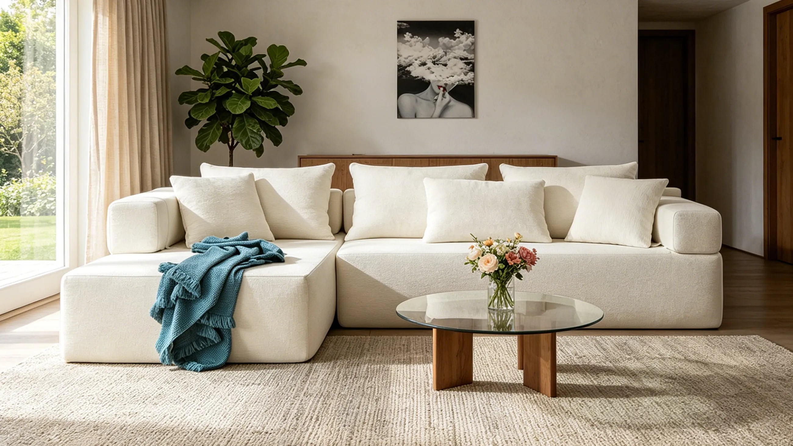 ZEMORN contemporary sofa and coffee table set in modern living room interior