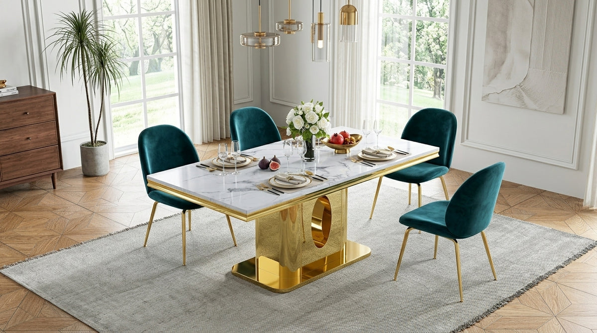 LuxeWood 69 Inch Modern Rectangular MDF Dining Table Feature Illustration - Zemorn