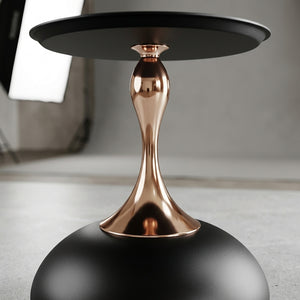 15 Inch Round Black End Table with Metal Base View 6