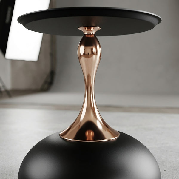 15 Inch Round Black End Table with Metal Base View 6