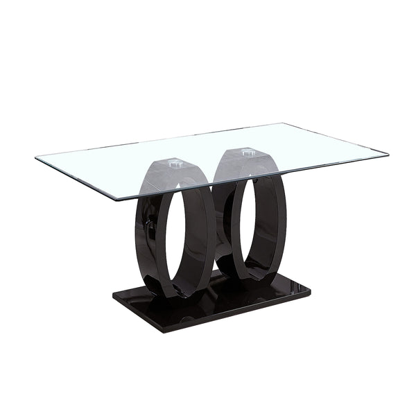 RDT399B Glass Dining Table Set + Black Velvet Chairs
