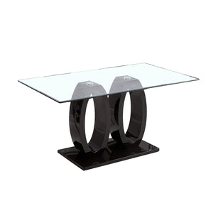 RDT399B Glass Dining Table Set + Grey Velvet Chairs