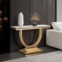 47 Inch Console Table White Gold Metal Base - MDF Top - Entryway Table