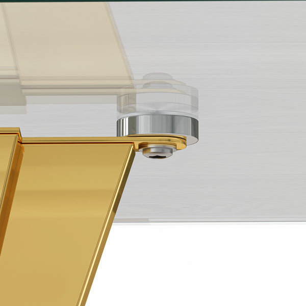 #CLEAR/GOLD 55 Inch 10mm Glass Console Table with Metal Base View 7